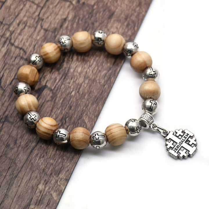 Jerusalem Cross Charm Beads Bracelet