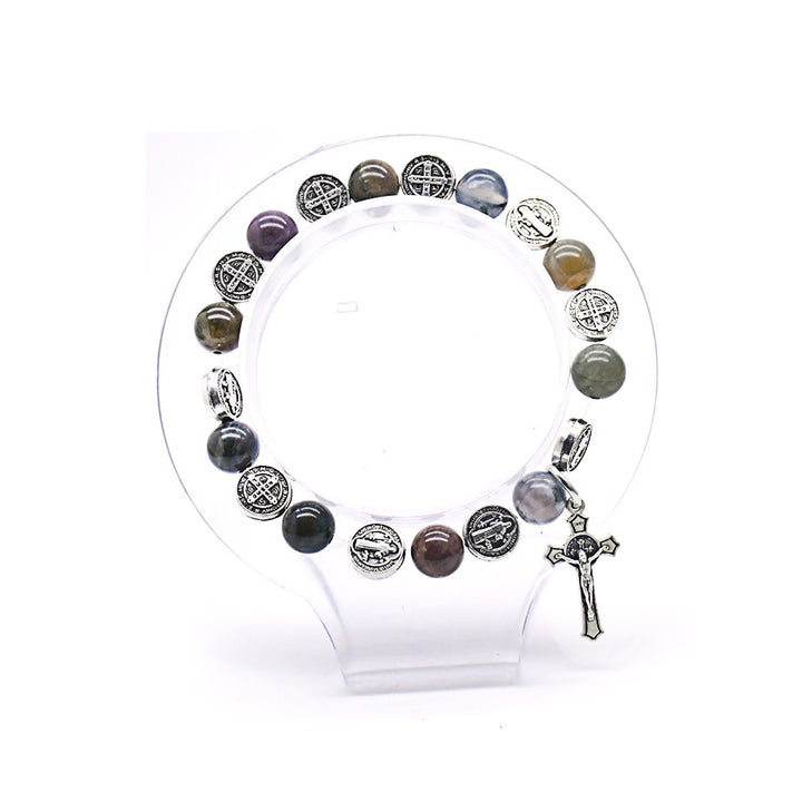 Natural Biblical Stone Agate Rosary Bracelet