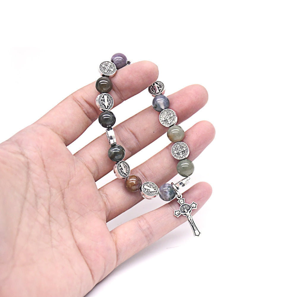Natural Biblical Stone Agate Rosary Bracelet