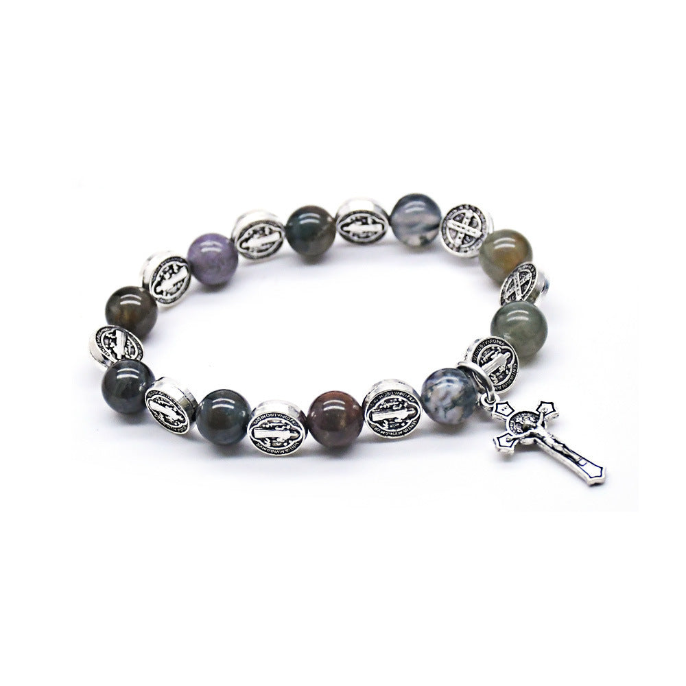 Natural Biblical Stone Agate Rosary Bracelet