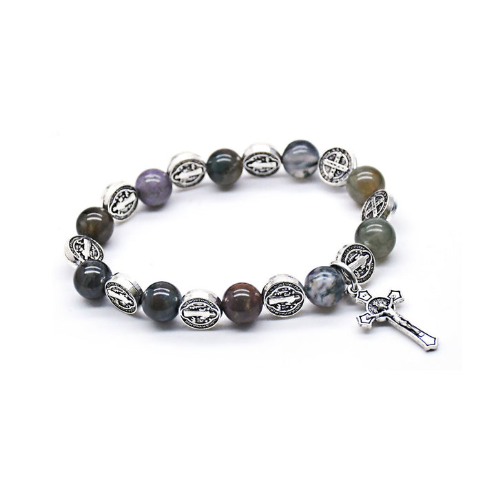 Natural Biblical Stone Agate Rosary Bracelet