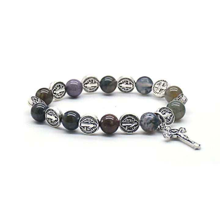 Natural Biblical Stone Agate Rosary Bracelet