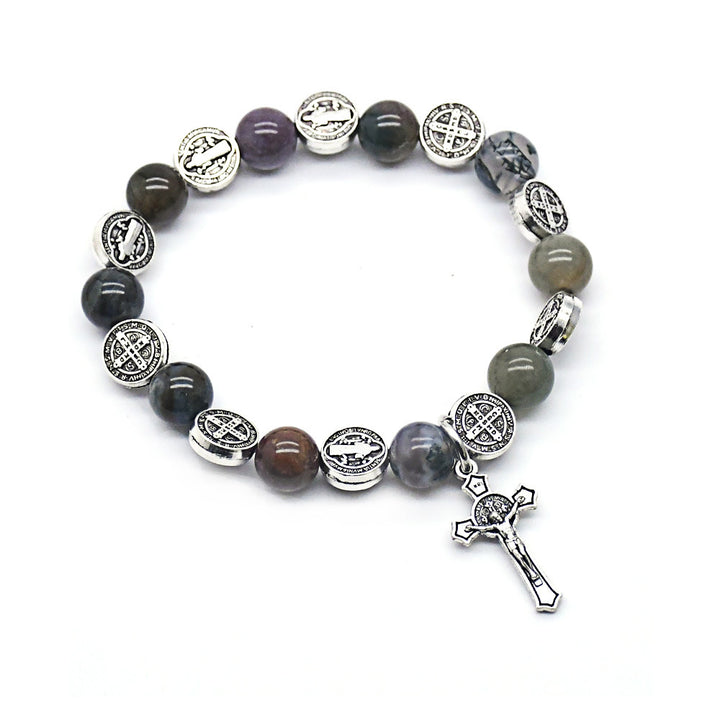 Natural Biblical Stone Agate Rosary Bracelet