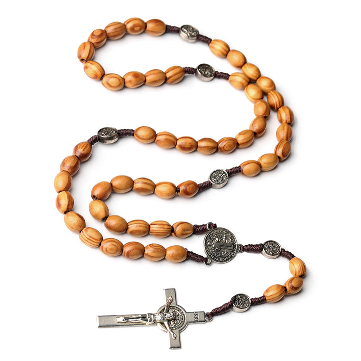 St. Benedict Natural Olive Wood Rosary with Crucifix - image 3
