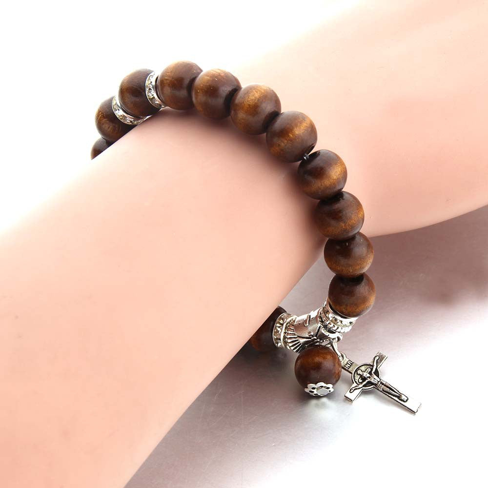 Christianartworkshop Handmade Wooden Bead  Jesus Cross Bracelet - image 1
