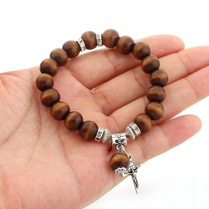 Christianartworkshop Handmade Wooden Bead  Jesus Cross Bracelet - image 5