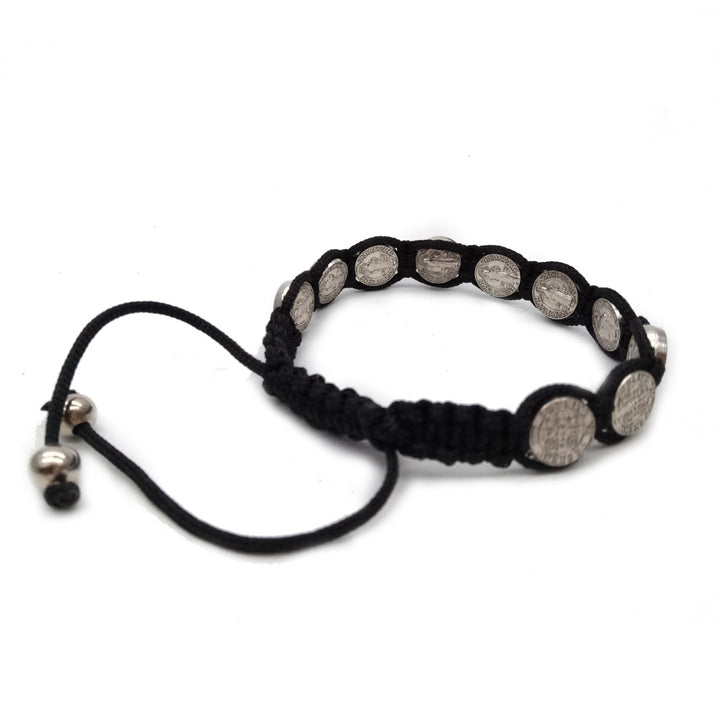 St. Benedict Alloy Woven Rosary Adjustable Bracelet