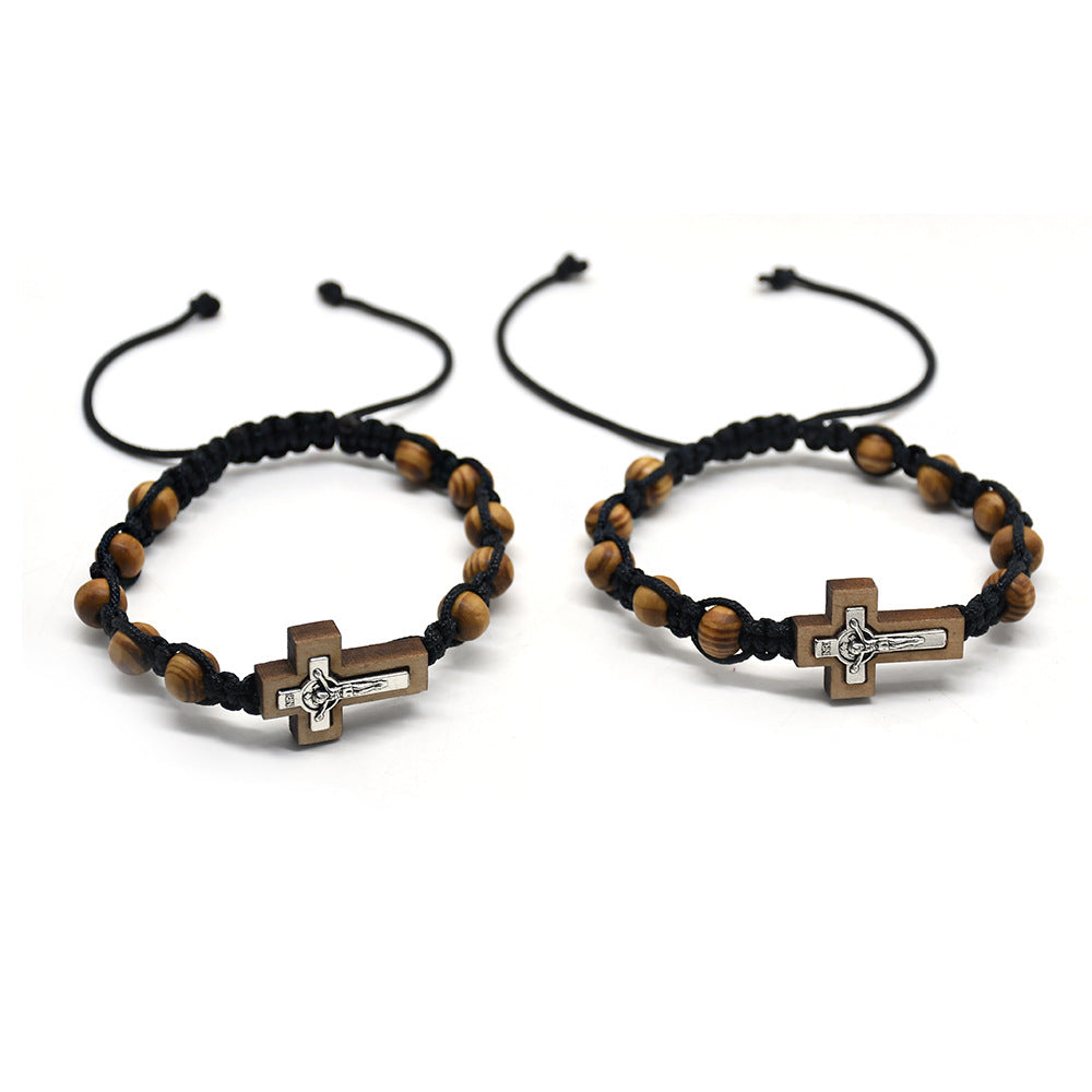 Christianartworkshop Crucifix Pine Beads Woven Rosary Bracelet - image 5