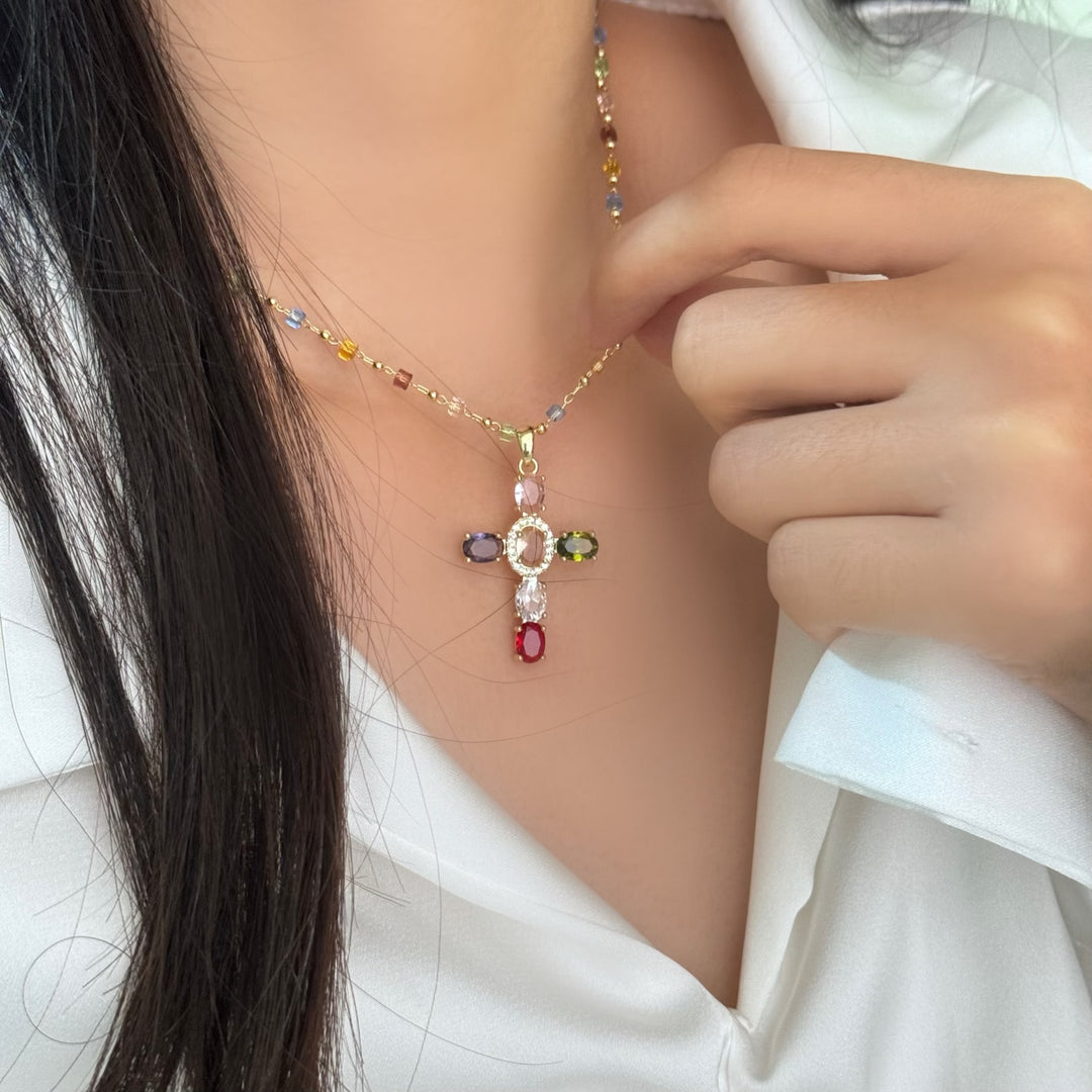 Christianartworkshop Bible 12 Gemstones Cross Pendant Necklace - 12 Stones - image 0