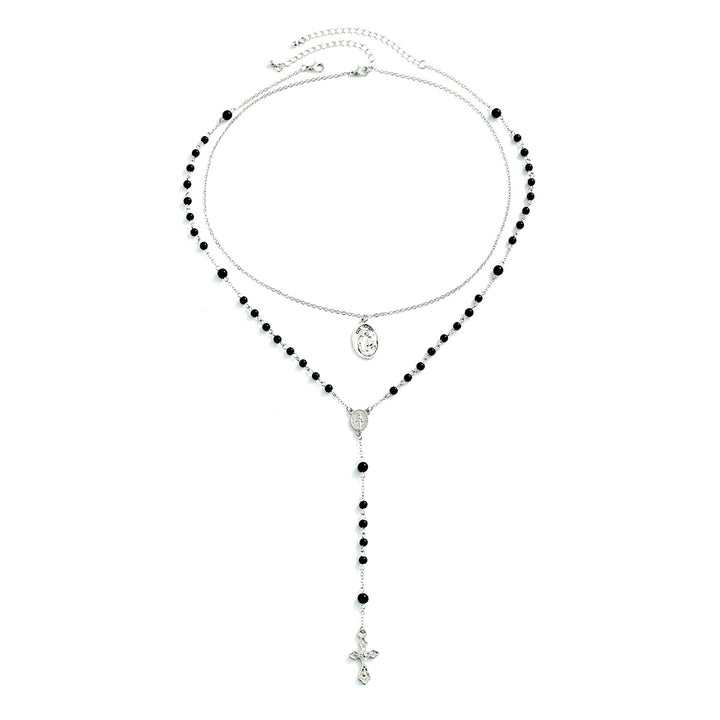 Christianartworkshop Layered Cross Black Bead Necklace - 1 set - image 6