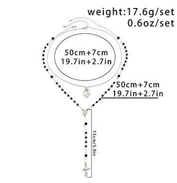 Christianartworkshop Layered Cross Black Bead Necklace - image 5