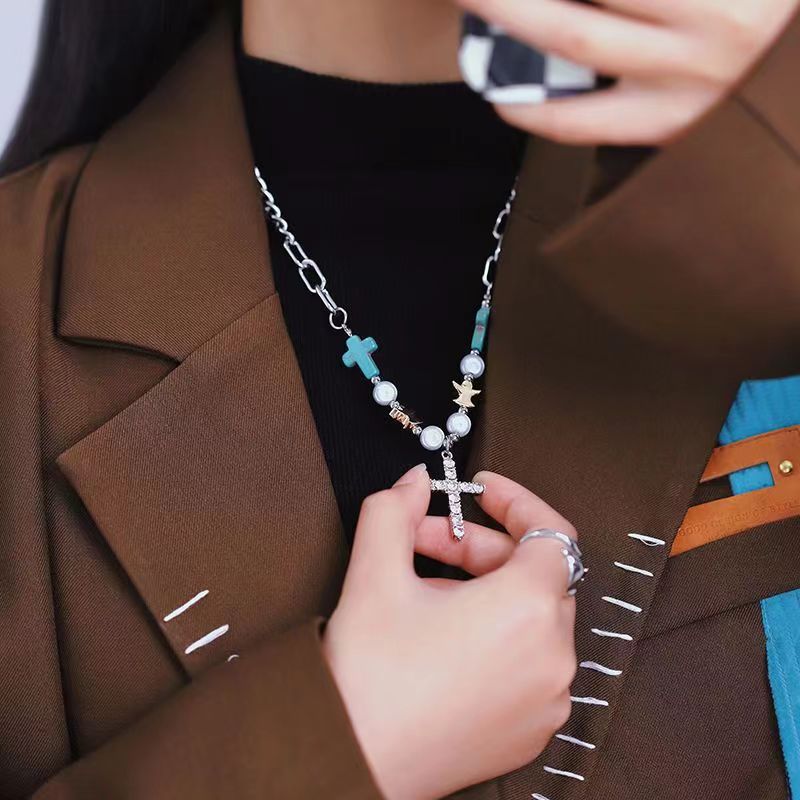 Christianartworkshop Hand-Crafted Turquoise Zircon Cross Titanium Bracelet/Necklace - image 4