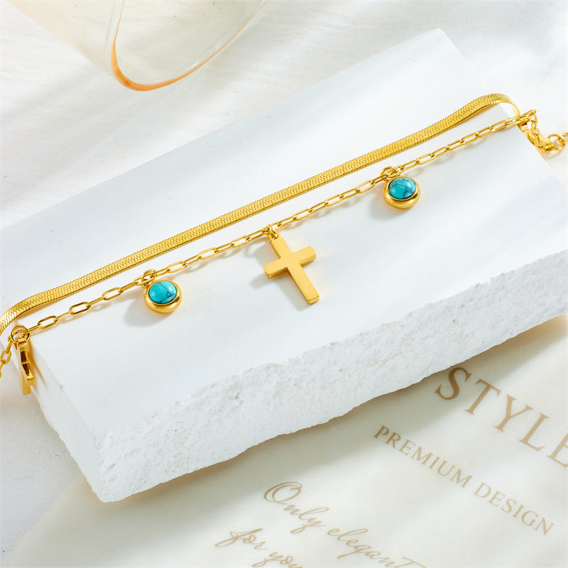 Christianartworkshop Turquoise Embellished Double Layer Bracelet - image 3