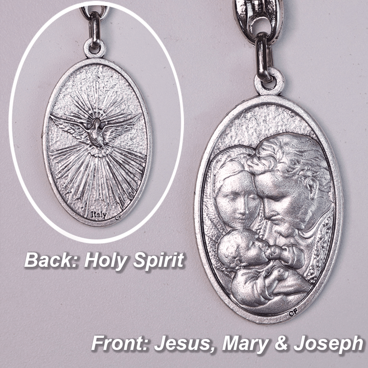 Mary Joseph with Baby Jesus Medal & Holy Trinity Cross Olive Wood Pocket Rosary - image 3