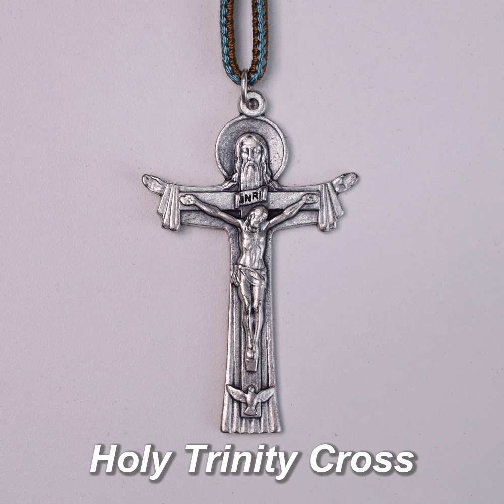 Mary Joseph with Baby Jesus Medal & Holy Trinity Cross Olive Wood Pocket Rosary - image 1