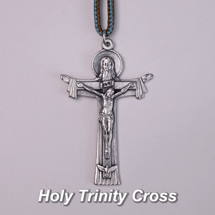 Mary Joseph with Baby Jesus Medal & Holy Trinity Cross Olive Wood Pocket Rosary - image 1