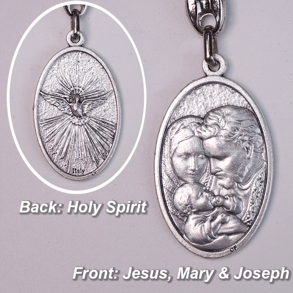 Mary Joseph with Baby Jesus Medal & Holy Trinity Cross Olive Wood Pocket Rosary - image 2