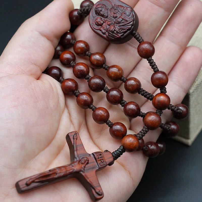 Christianartworkshop Wood Beads Crucifix Prayer Rosary - image 2