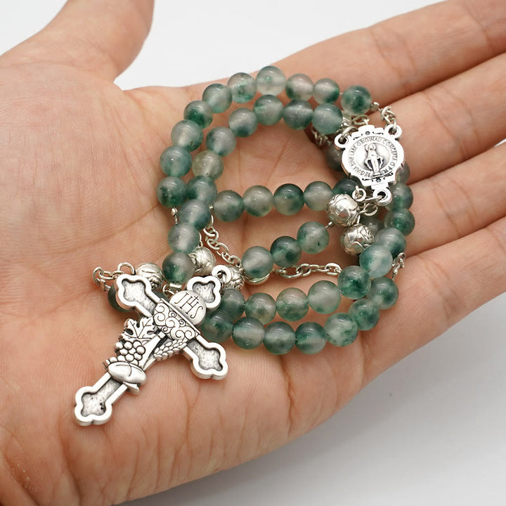 Christianartworkshop Aqua Green Chalcedony Crystal Prayers Blessing Rosary