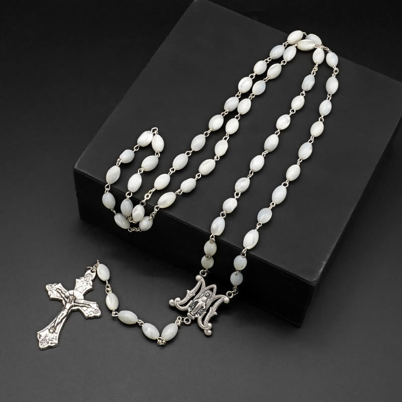 Christianartworkshop Blessed Virgin Mary: Catholic Mother-of-Pearl Rosary - Mother-of-Pearl - image 0