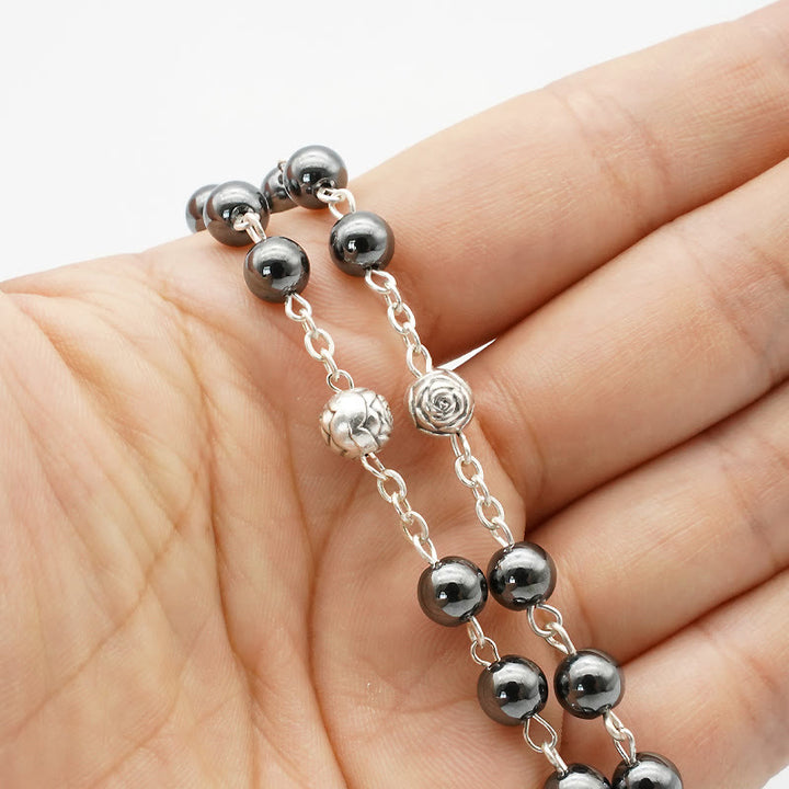 Christianartworkshop Hematite Rosary with Blessed Virgin Mary Medal - image 4