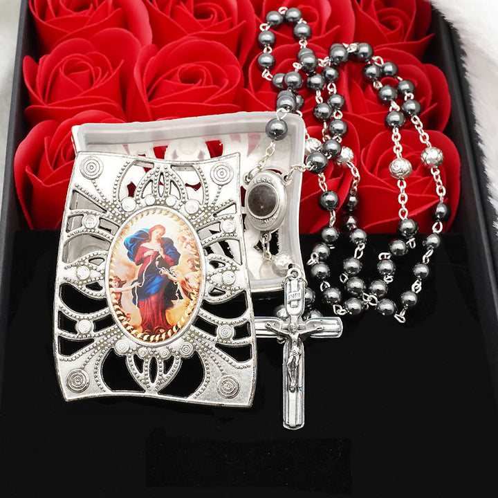 Christianartworkshop Hematite Rosary with Blessed Virgin Mary Medal - image 5
