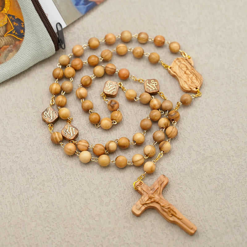 Christianartworkshop Quality Handmade Olive/Rosewood/Ebony Beads Prayer Rosary - image 6