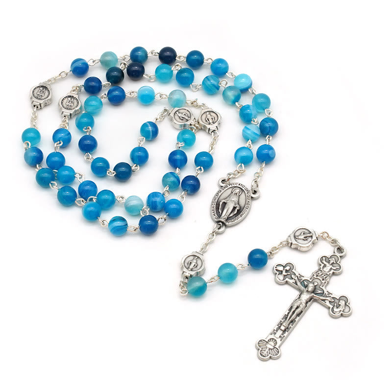 Christianartworkshop Agate Blessing Prayer Rosary (3 color) - Blue - image 1