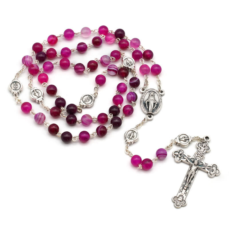 Christianartworkshop Agate Blessing Prayer Rosary (3 color) - Pink - image 2