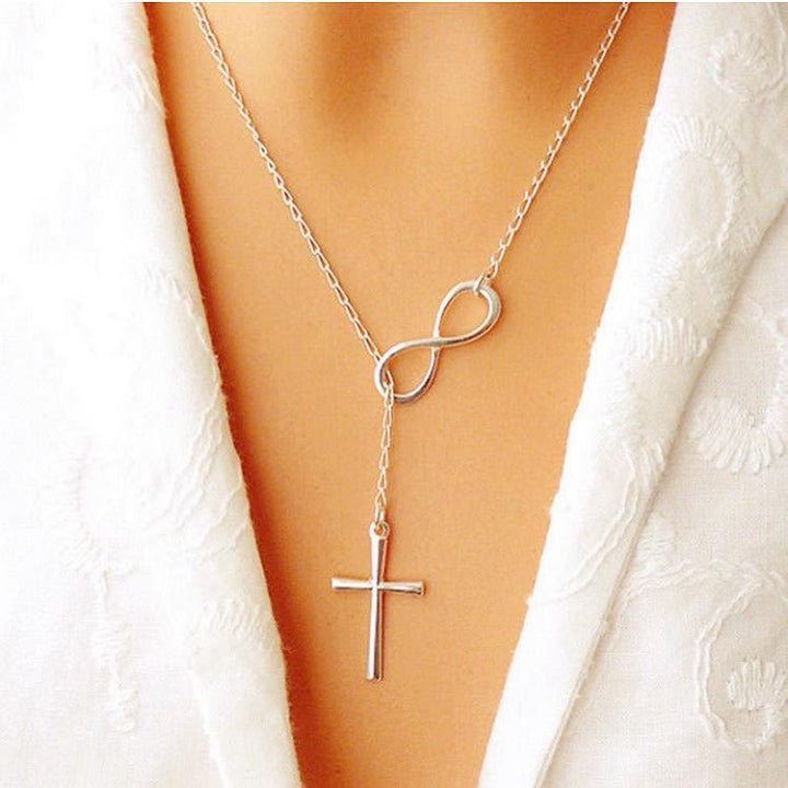 Christianartworkshop Eternal Infinity Symbol & Cross Silver Necklace - Silver - image 0