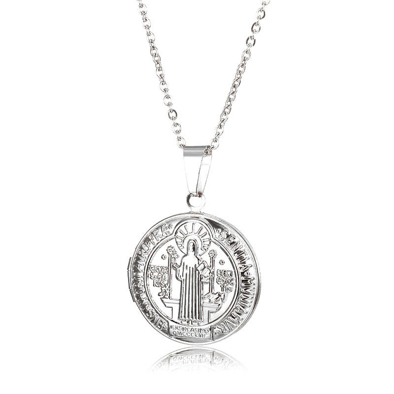 Christianartworkshop Classic St. Benedict Pendant Titanium Necklace - Silver - image 7