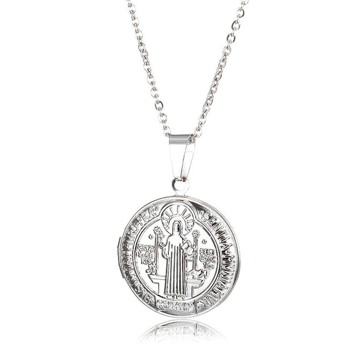 Christianartworkshop Classic St. Benedict Pendant Titanium Necklace - Silver - image 7