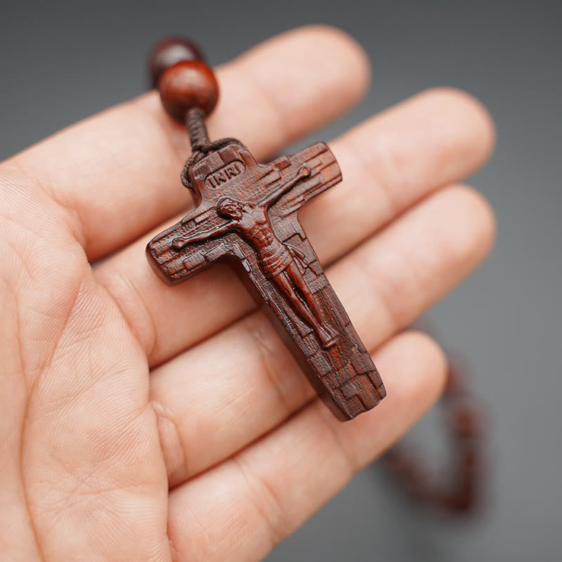 Christianartworkshop Quality Original Handmade Praying Rosary (Red Sandalwood/Ebony) - image 5