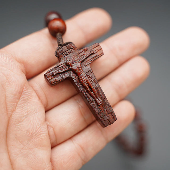 Christianartworkshop Quality Original Handmade Praying Rosary (Red Sandalwood/Ebony) - image 5