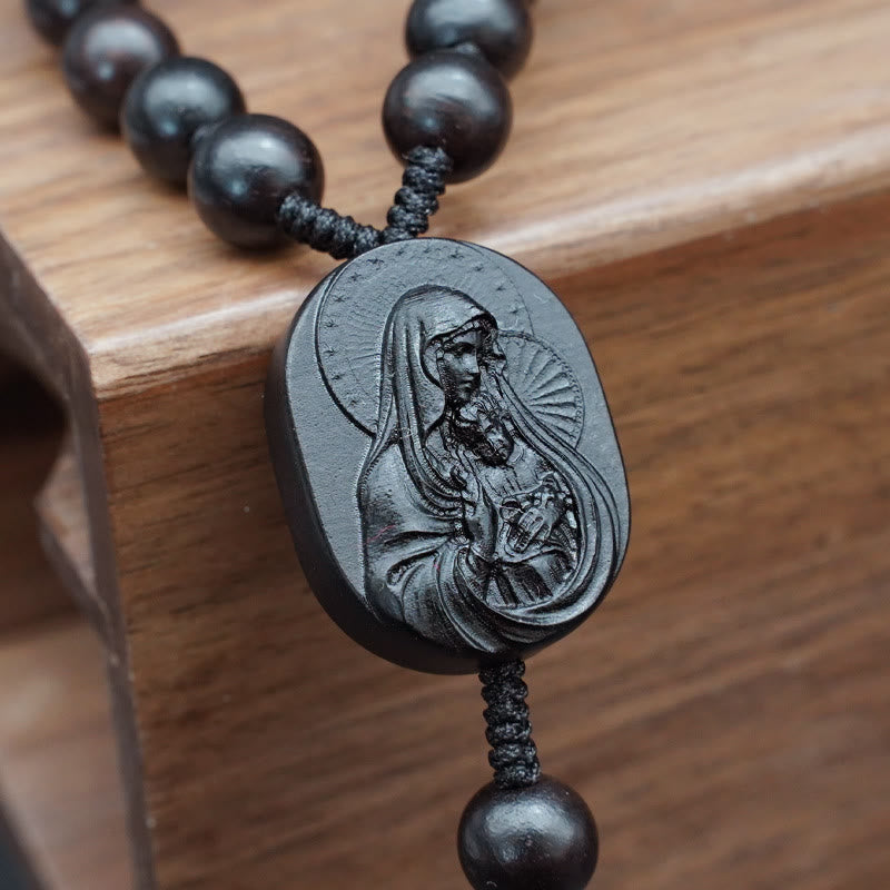 Christianartworkshop Quality Original Handmade Praying Rosary (Red Sandalwood/Ebony) - image 7