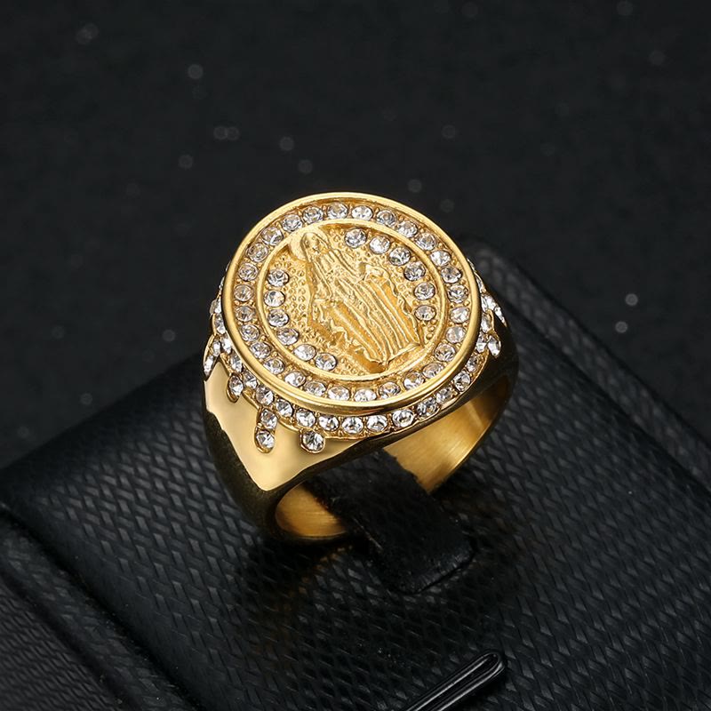Christianartworkshop Virgin Mary Stainless Steel Catholic Ring - AU Size Z（US 13） - Golden - image 0
