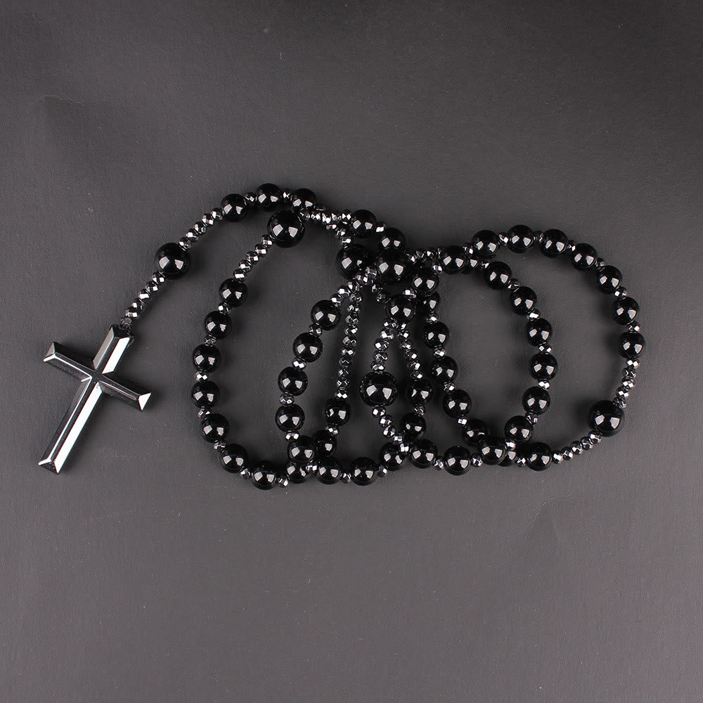 Agate/Tiger's Eye Stone Cross Catholic Rosary - image 6