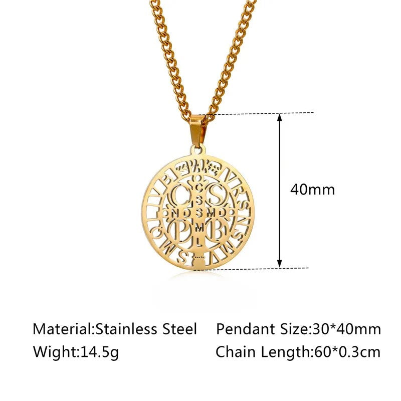 Christianartworkshop St. Benedict Symbol Openwork Pendant Necklace - image 11
