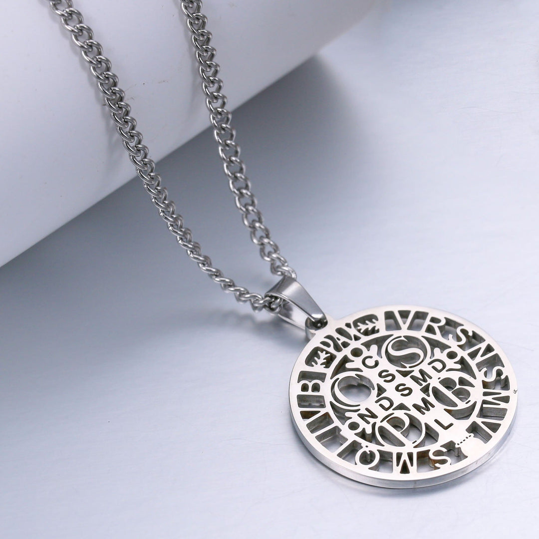Christianartworkshop St. Benedict Symbol Openwork Pendant Necklace - image 6