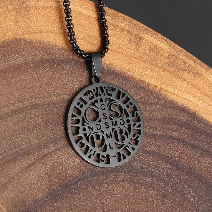 Christianartworkshop St. Benedict Symbol Openwork Pendant Necklace - Black - image 3