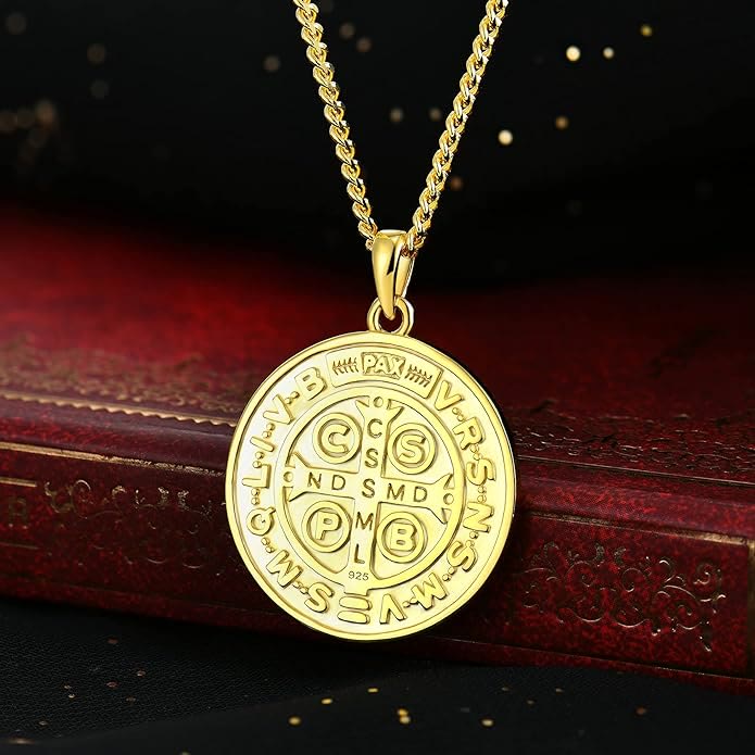 Christianartworkshop Dual-Sided St. Benedict Medal Necklace (4 color) - Golden - image 0