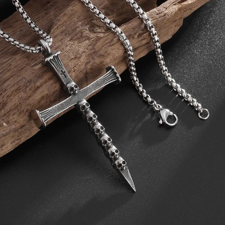 Christianartworkshop Titanium Steel Skull Nail Cross Pendant Necklace - image 4