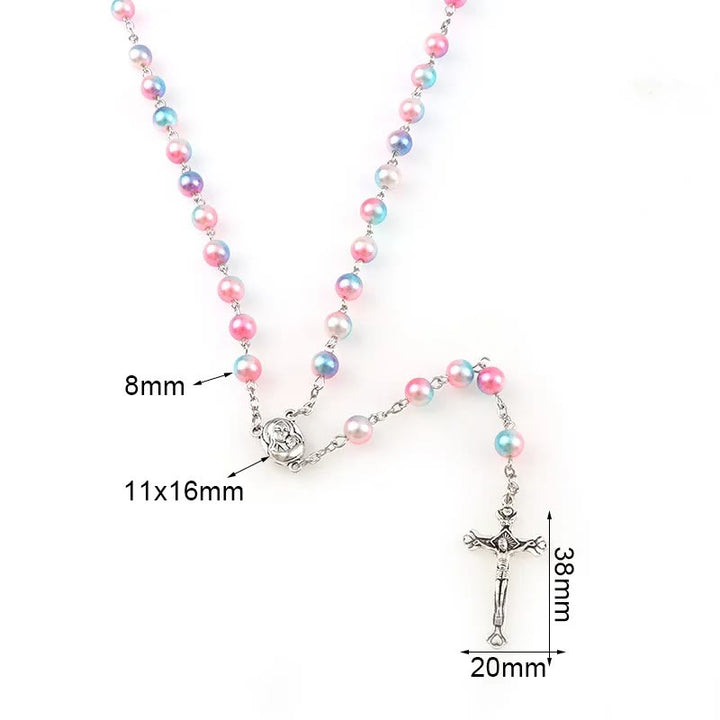 Two-color Pearl Crucifix Rosary - image 4