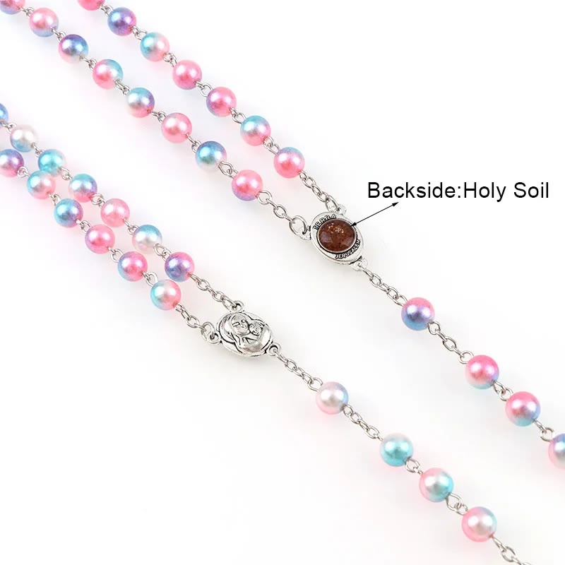 Two-color Pearl Crucifix Rosary - image 5