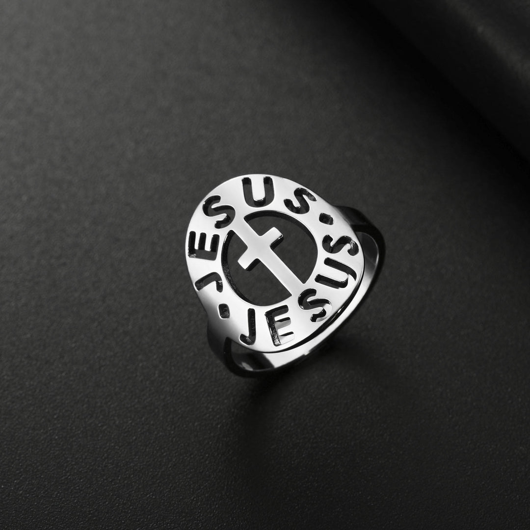 Christianartworkshop Cross with "JESUS"Amulet Stainless Steel Ring - AU Size V1/2 (US 11) - Silver - image 3