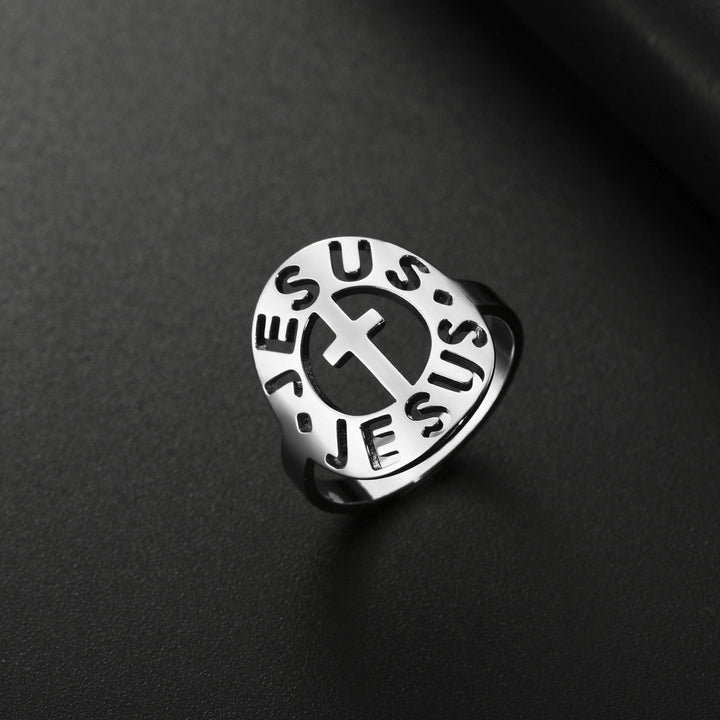 Christianartworkshop Cross with "JESUS"Amulet Stainless Steel Ring - AU Size V1/2 (US 11) - Silver - image 3