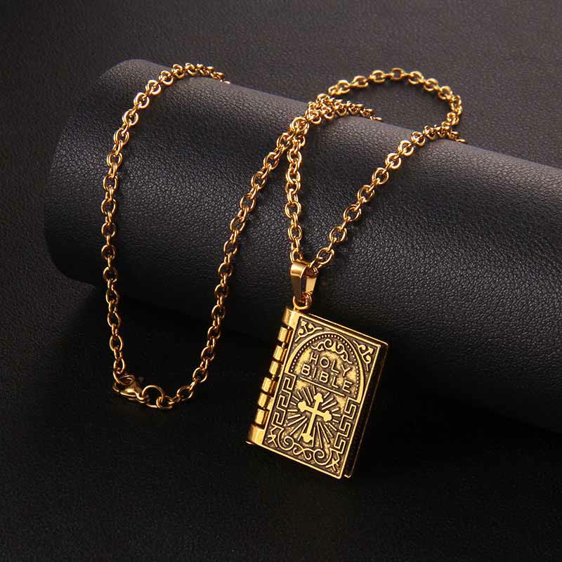 Christianartworkshop Turnable Cross Holy Bible Pendant Quality Necklace - image 2