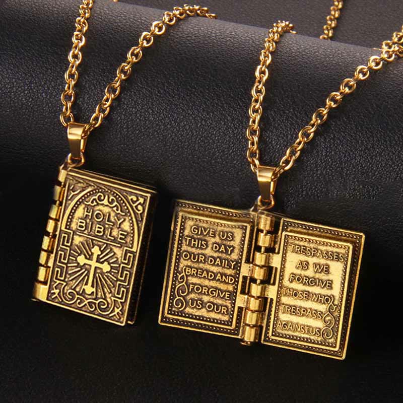 Christianartworkshop Turnable Cross Holy Bible Pendant Quality Necklace - image 1
