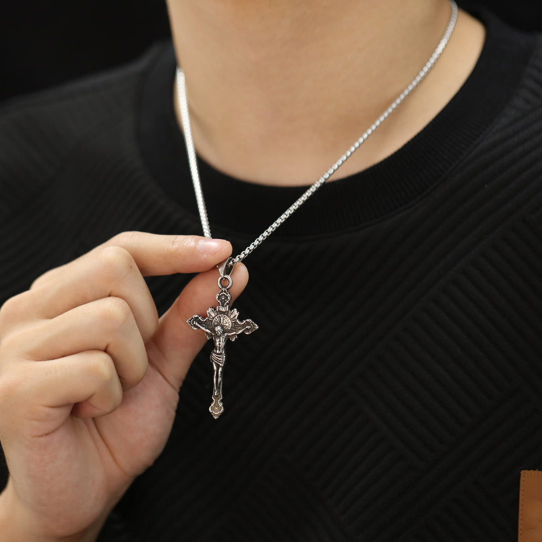 St. Benedict Symbol Crucifix Necklace - image 5