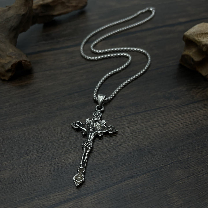 St. Benedict Symbol Crucifix Necklace - image 8